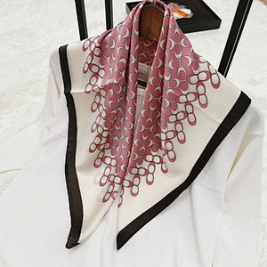Spring and summer circular printed silk square sunscreen scarf women neck silk small square scarf