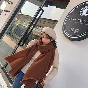 Factory Direct Multi-Color Wholesale Pure Color Cashmere Soft Scarf Women Autumn Winter Shawl