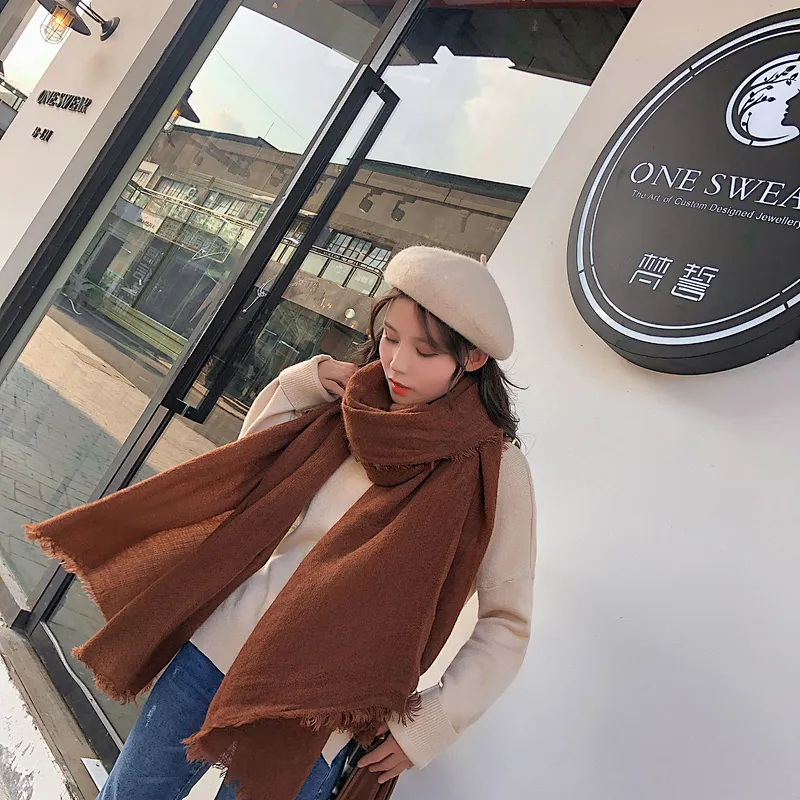 Factory Direct Multi-Color Wholesale Pure Color Cashmere Soft Scarf Women Autumn Winter Shawl