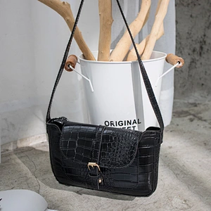 Fashion Crocodile Pattern Small Square Underarm Bag Belt Buckle Decoration Mobile Phone Bag Messenger Female Shoulder Bag