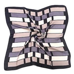 Spring new product simple professional decoration small scarf plaid stitching printed satin silk small square scarf