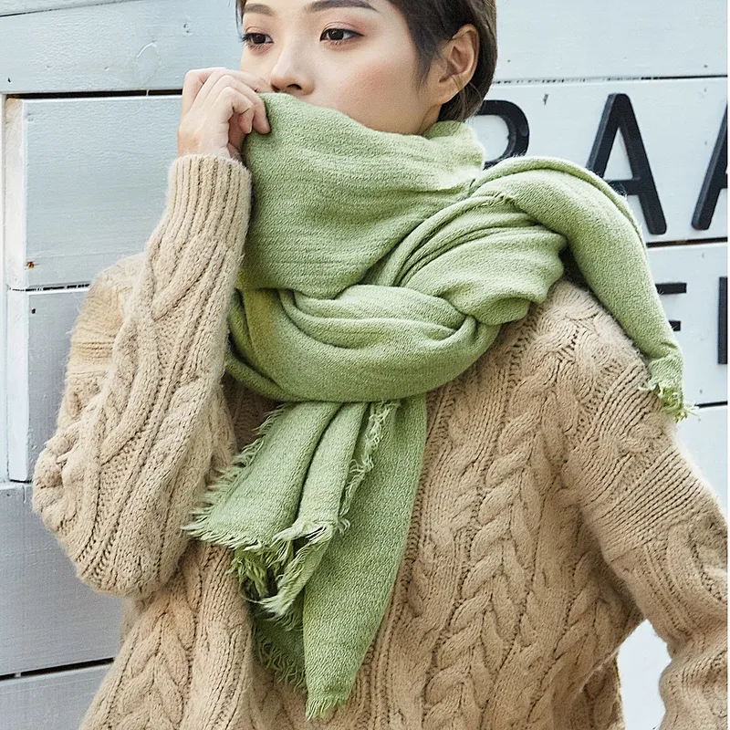 Factory Direct Multi-Color Wholesale Pure Color Cashmere Soft Scarf Women Autumn Winter Shawl