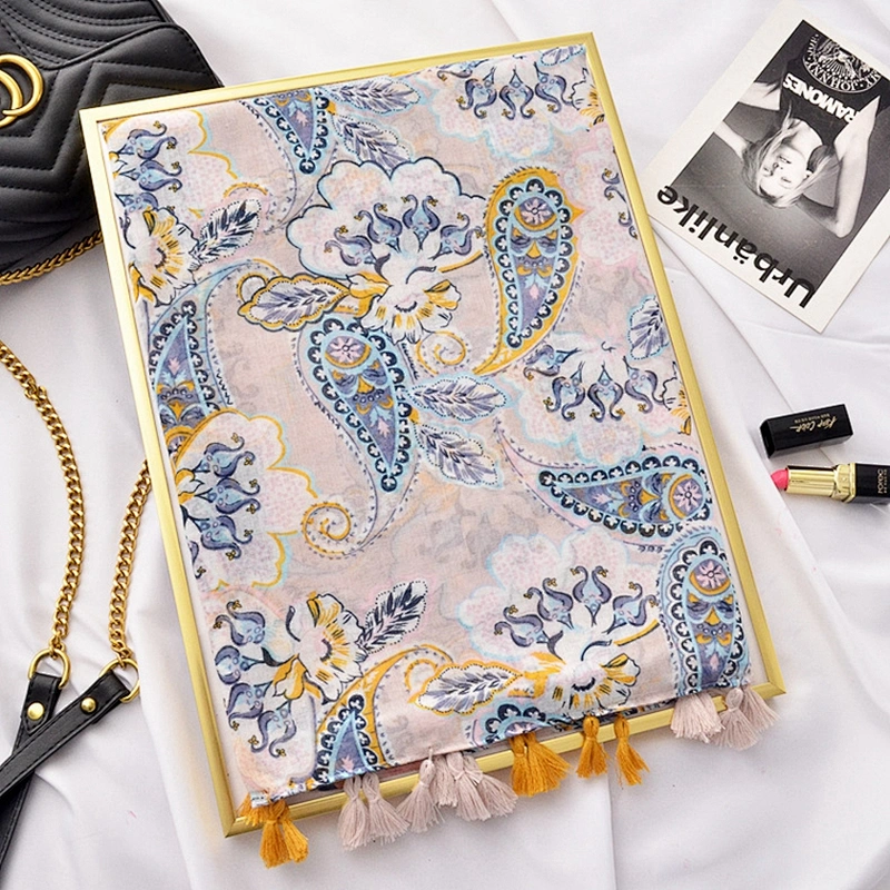 New Spring Summer Thin Ethnic Style Cotton Linen Scarf Oversized Shawl Seaside Sunscreen Scarf