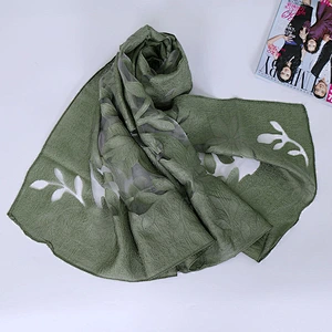 Muslim Chiffon Hijab Women Maple Jacquard Chiffon Hijab Wrap Shawls Headband Muslim Hijabs Scarves Scarf