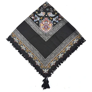 Bohemian Ladies Scarf Ethnic Style Knotted Tassel Scarf Jacquard Big Square Scarf