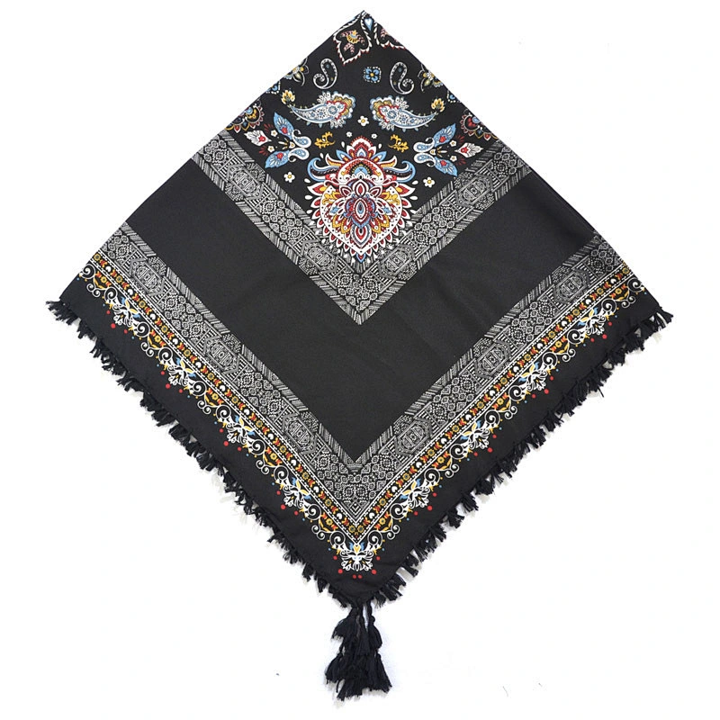 Bohemian Ladies Scarf Ethnic Style Knotted Tassel Scarf Jacquard Big Square Scarf