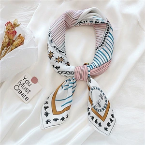 High Quality Silk Fabric Floral Print Square Scarf 70x70cm Gift For Women