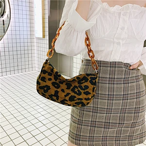 New Popular Bag Fashion All-Match Texture Animal Print Shoulder Bag Western Style Leopard Print Underarm Shoulder Bag