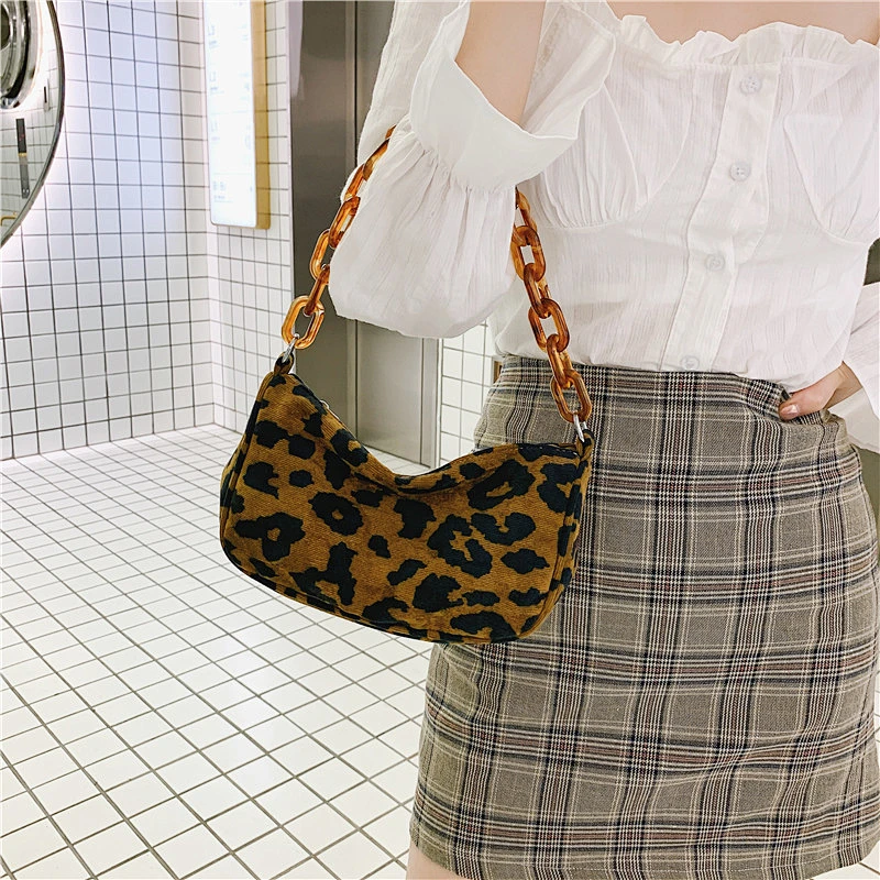 New Popular Bag Fashion All-Match Texture Animal Print Shoulder Bag Western Style Leopard Print Underarm Shoulder Bag