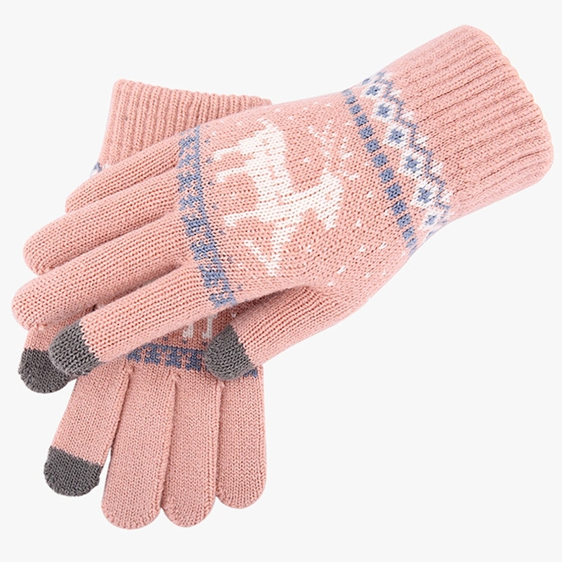 Warm Knitted Wool Touch Screen Gloves Women Warm Velvet Lovers Korean Wholesale Winter Gloves