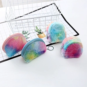 Factory customized wholesale colorful plush coin purse ladies creative mini purse storage coin purse