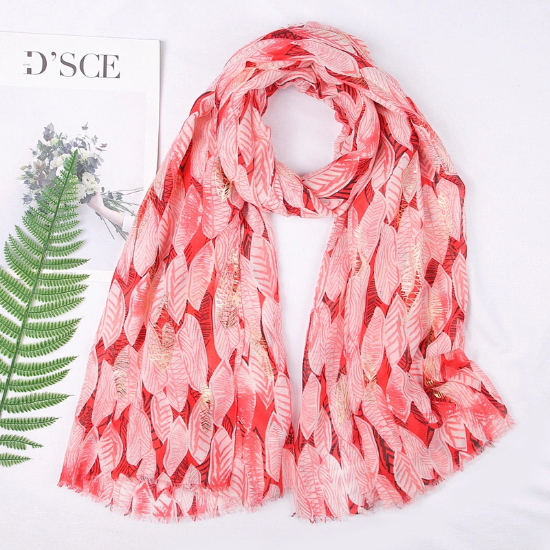 New cotton and linen female beach towel wild long section lengthened sun shawl feather printed scarf