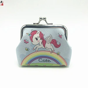 New unicorn cartoon small coin purse children's creative short wallet printing mini coin bag