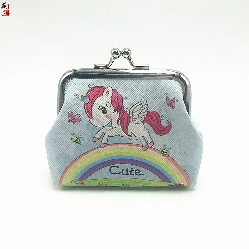 New unicorn cartoon small coin purse children's creative short wallet printing mini coin bag