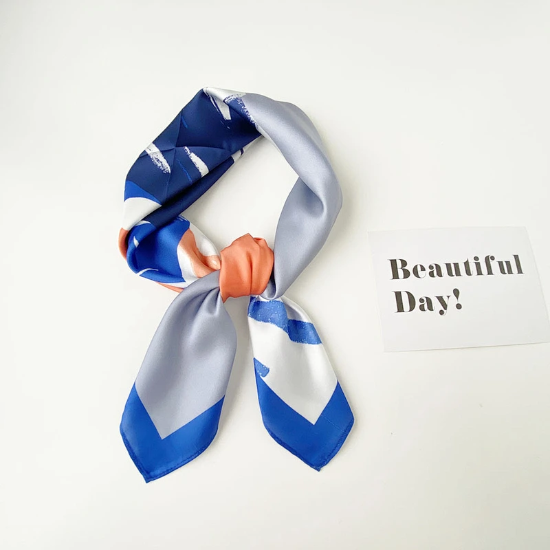 Original Spring Autumn New Digital Printing Small Square Scarf Korean Western Fashion Thin Silk Scarf Women