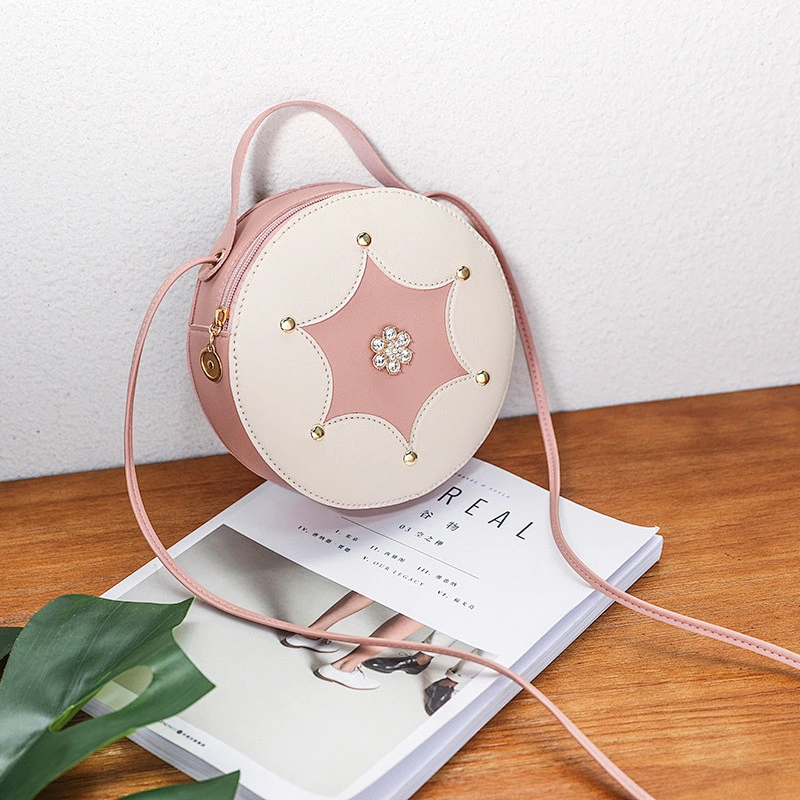 2020 Korean Version New Fashion Diamond Small Round Bag Casual All-Match Single Shoulder Messenger Handbag