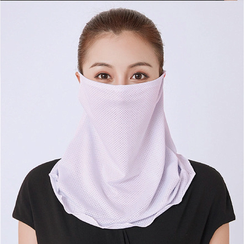Custom Plain Color Sunscreen Ice Silk Bandana With Ear Loop For Face Coverage And Dust Protection