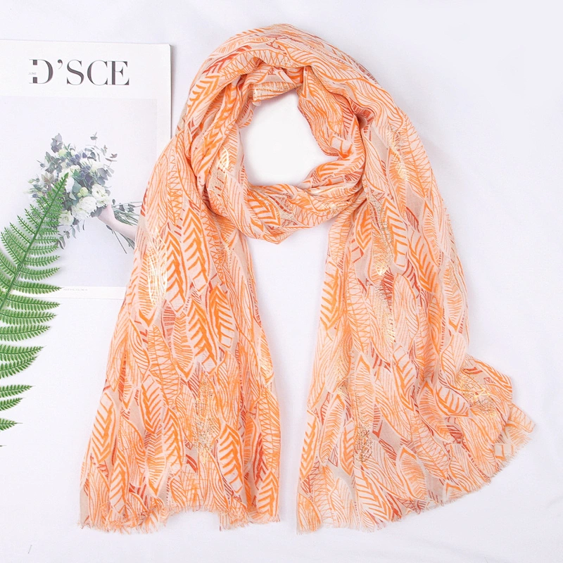 New cotton and linen female beach towel wild long section lengthened sun shawl feather printed scarf
