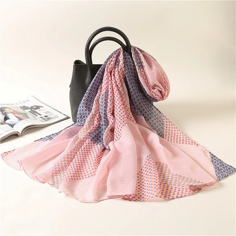 New outdoor shading scarves color matching thin section printing summer polyester sunscreen shawl scarf