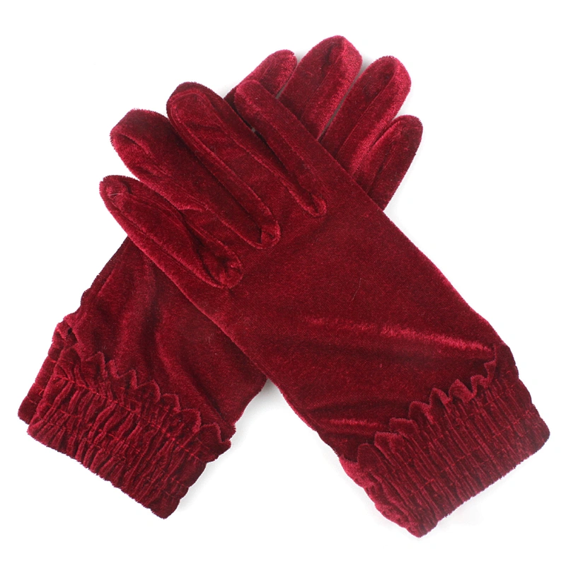New Designs Soft Silk Velvet Materials Colorful Warm Comfort Products Fashion Ladies Winter Gloves