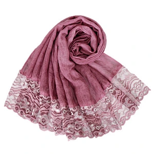 Spring lace lace sunscreen headscarf women new muslim lace scarf cotton long shawl hijab