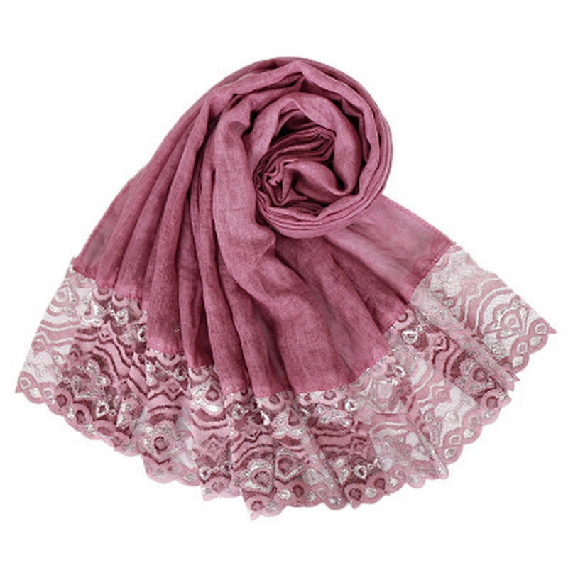 Spring lace lace sunscreen headscarf women new muslim lace scarf cotton long shawl hijab