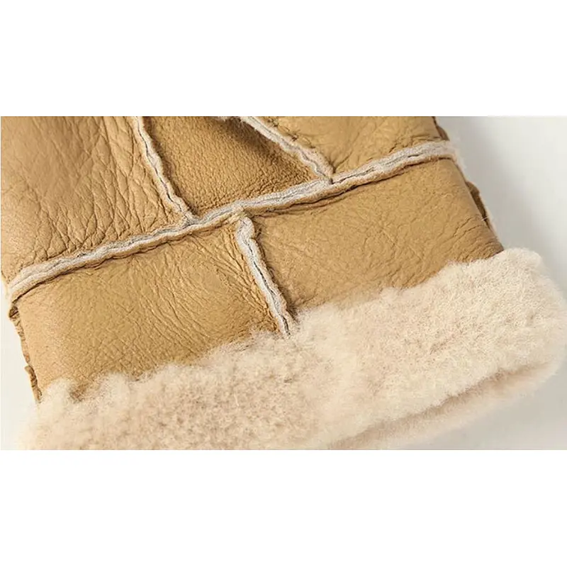 hot-selling fashion men's real sheepskin gloves winter thick warm windproof leather gloves for outdoor