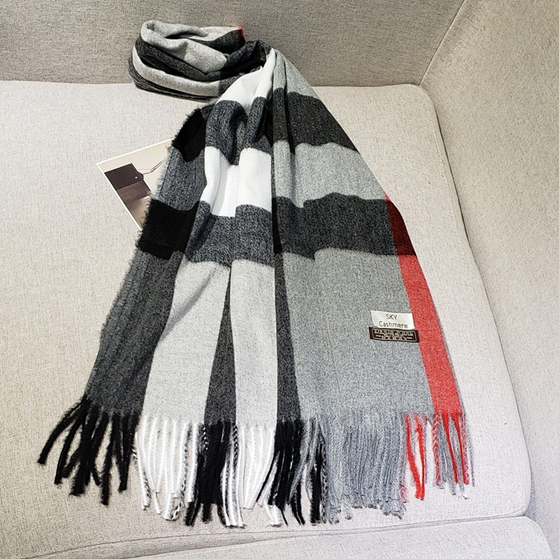 Ladies Scarf New Autumn Winter Tassel Shawl Scarf Korean Version Large Plaid Solid Color Cashmere Scarf