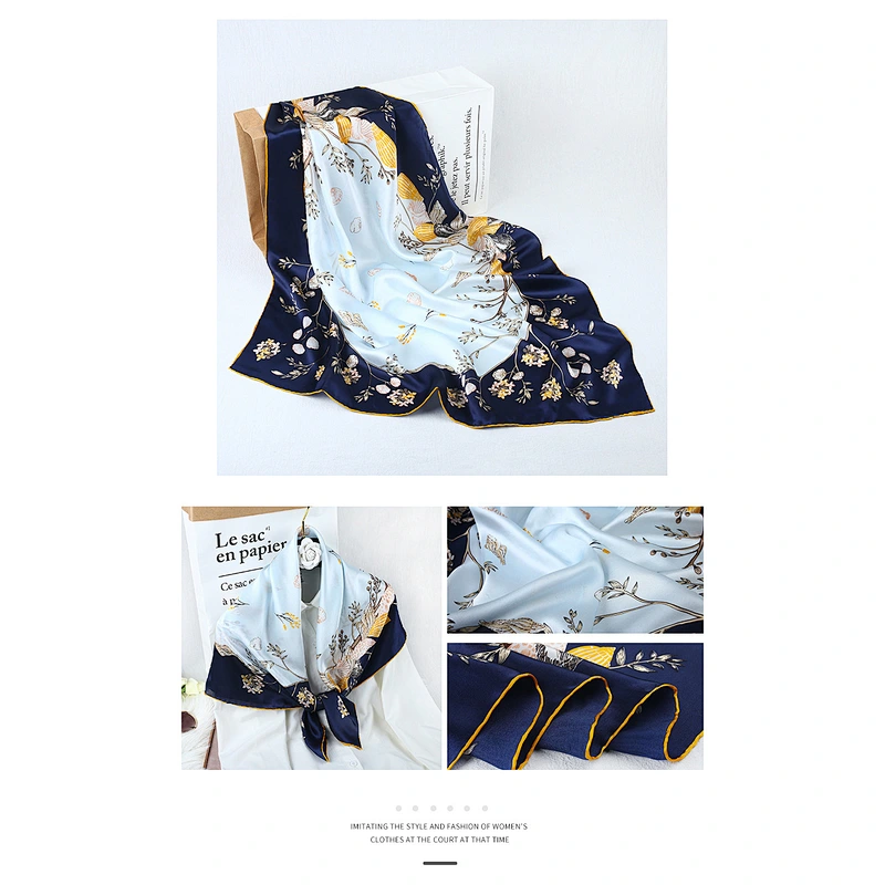 Wholesale Customized New Design Digital Printing Silk Scarf Head Accessories Big Square Satin Hijab Scarf