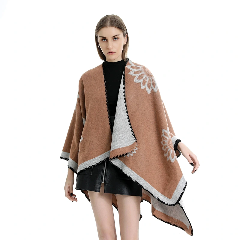 New Fashion European American Style Flower Pattern Cashmere Warm Shawl