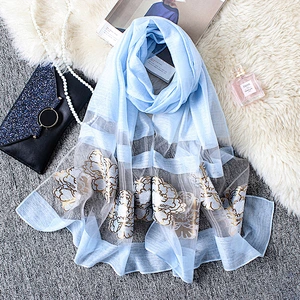 The new wild ladies long yarn jacquard scarf solid color embroidery scarf sunscreen beach towel shawl