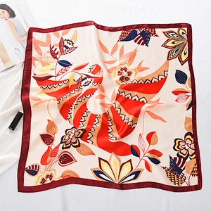 Folk-Custom Style Totem Silk Scarf Thin Small Square Scarf Female Fashion Retro Decoration Summer Silk Scarf