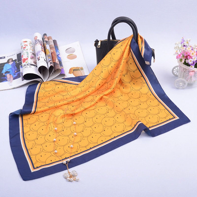Factory direct children saliva towel handkerchief silk fashion women print square silk scarf
