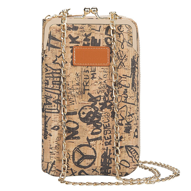 Fashion Wood Grain Women'S Shoulder Bag Chain Mobile Phone Bag Ladies Shoulder Messenger Bag