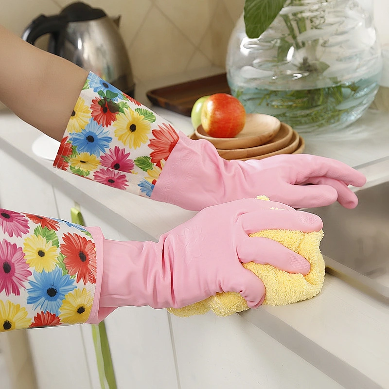 Winter Double Layer Thickening Wholesale PU Safety Work Glove Cheap Kitchen Hand Long Cuff Latex Gloves