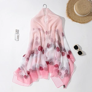 2020 new printed silk scarf summer sunscreen ice silk shawl beach towel seaside long shawl scarf