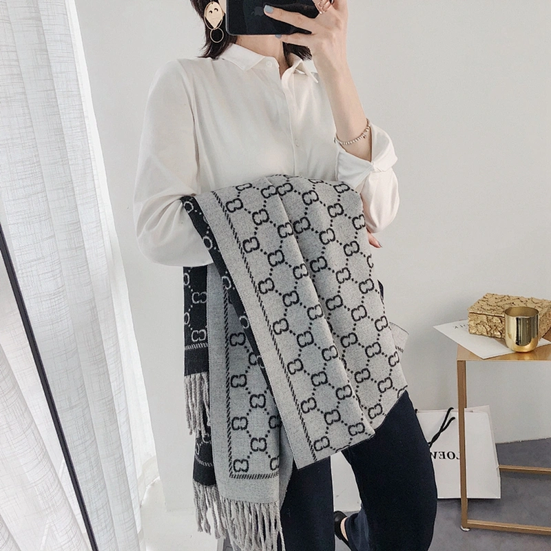 Factory Wholesale New Scarf Gifts Women European Style Double-Sided Letters Cashmere Wild Warm Shawl