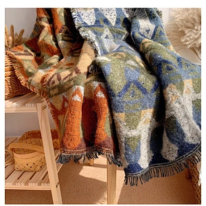 Super Long Shawl Female Autumn Winter Warm Bohemian Scarf Double-Sided Tassel Dual-Use Thick Woolen Scarf