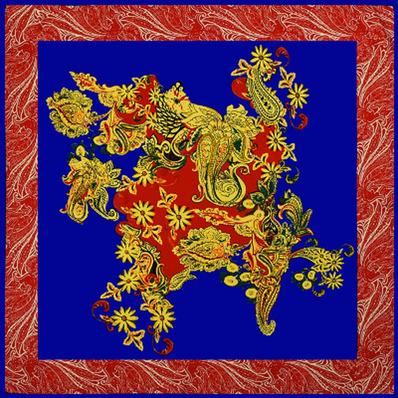 Floral female twill silk shawl scarf printed dual-purpose large square sunscreen scarf