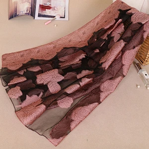 Rose Jacquard Sunscreen Multicolor Printing Long Polyester Soft Wrap Scarf Ladies Shawl Scarves Abrigos Accesorios Mujer