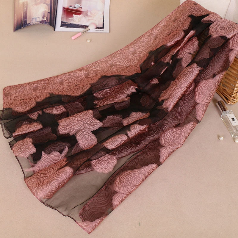 Rose Jacquard Sunscreen Multicolor Printing Long Polyester Soft Wrap Scarf Ladies Shawl Scarves Abrigos Accesorios Mujer