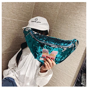 Korean Sequin Kids Sling Shoulder Cute Chest Bag New Style Fashion Glitter Sequin Cross Body Bag Waist Pack