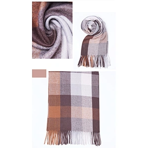 2020 New Plaid Stitching Cashmere Thick Warm Tassel Scarf Wholesale Literary Style Shawl