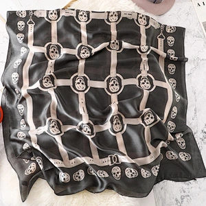 Spring and summer new trend scarf female simulation silk scarf travel beach sunscreen beach towel