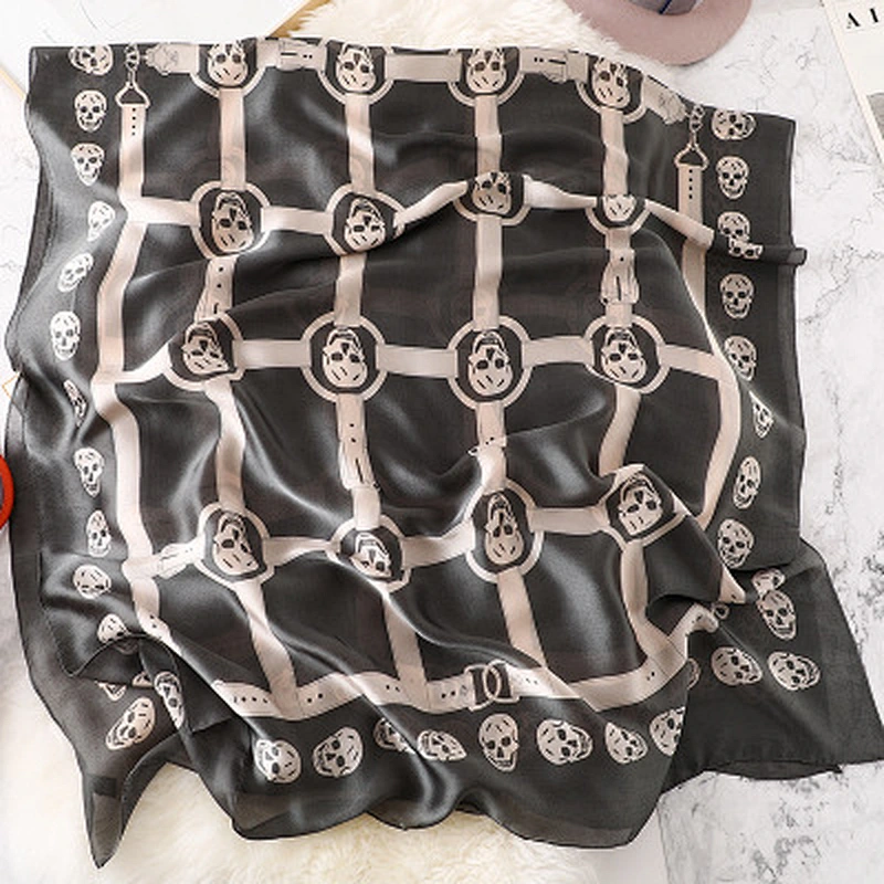 Spring and summer new trend scarf female simulation silk scarf travel beach sunscreen beach towel