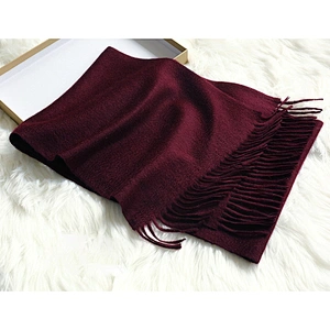 Classic Solid Color Plain High Quality Women Pashmina Water Ripple Long Shawl Thick Cashmere Scarf