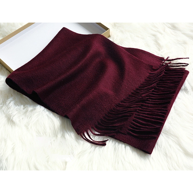 Classic Solid Color Plain High Quality Women Pashmina Water Ripple Long Shawl Thick Cashmere Scarf