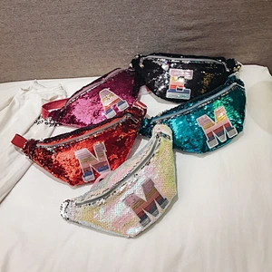Korean Sequin Kids Sling Shoulder Cute Chest Bag New Style Fashion Glitter Sequin Cross Body Bag Waist Pack