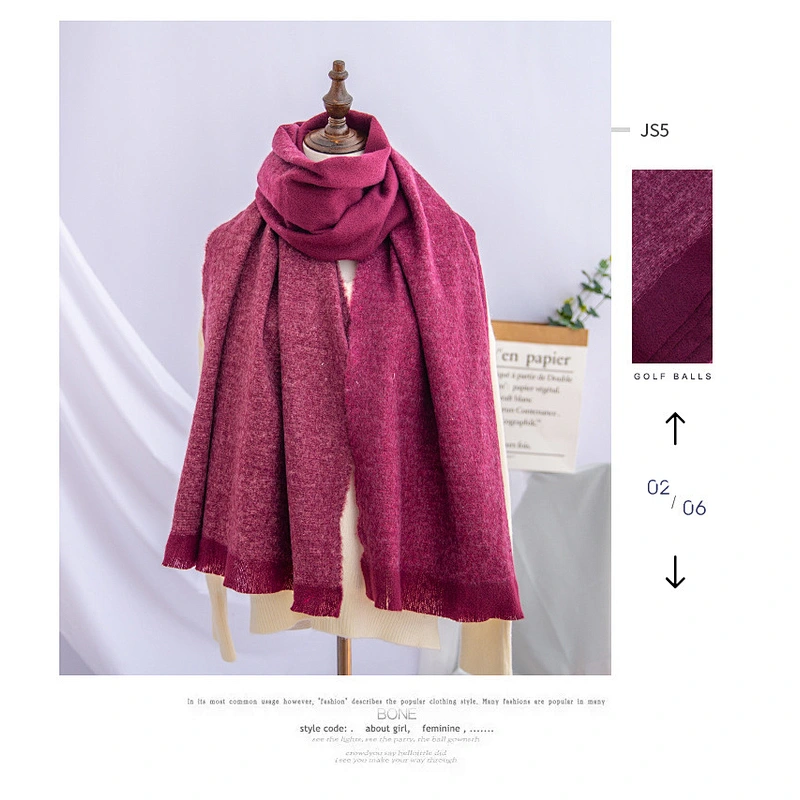 Factory Direct Hot Cashmere Scarf Autumn Winter New Color Matching Fringed Scarf Thick Warm Shawl