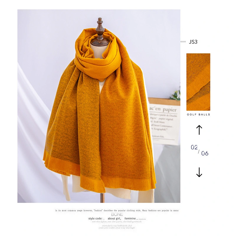 Factory Direct Hot Cashmere Scarf Autumn Winter New Color Matching Fringed Scarf Thick Warm Shawl